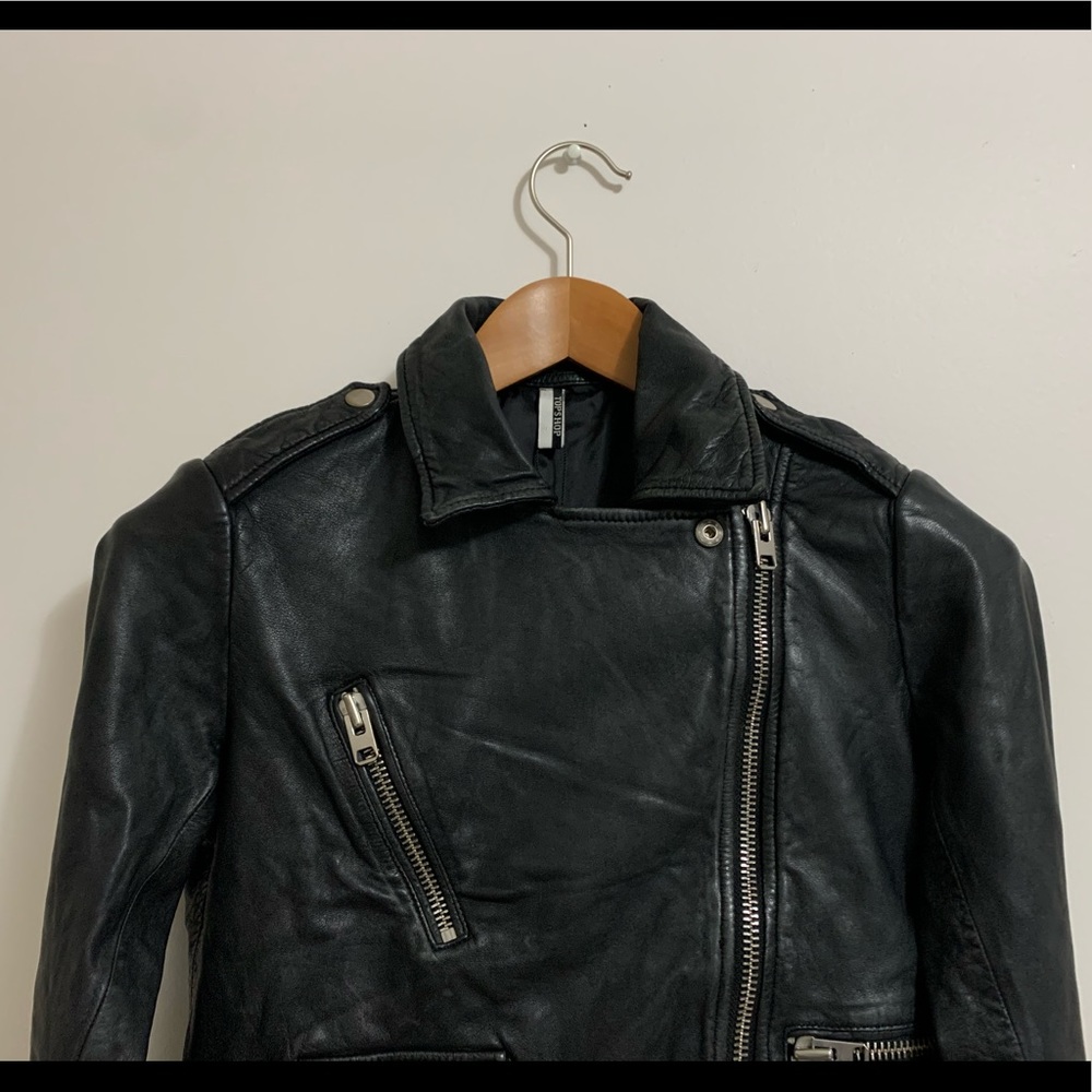 topshop Motorcycle Leather Jacket - Picture 3 of 5